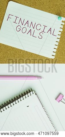 Conceptual Caption Financial Goals. Internet Concept Targets Usually Driven By Specific Future Finan