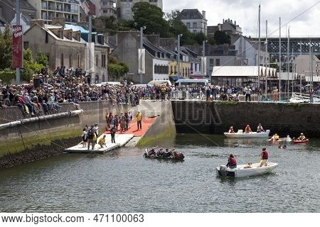Douarnenez, France - June 05 2022: The Great Regatta Of Cardboard Boats Is A Maritime Event Open To 