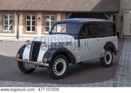 Epernay, France - July 23 2020: The Renault Juvaquatre Is An Automobile Of The French Car Manufactur