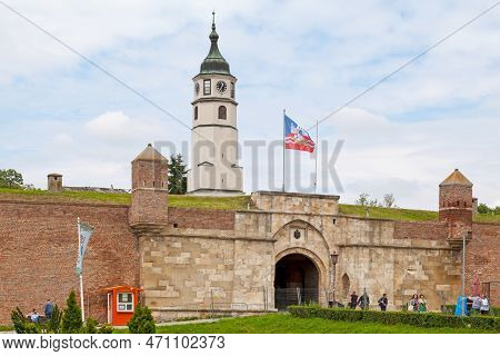 Belgrade, Serbia - May 24 2019: The Sahat Gate And Sahat Tower Of The Belgrade Fortress On Kalemegda