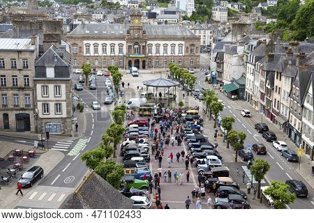 Morlaix, France - May 22 2022: Car Exhibition Organized Free Of Charge In Front Of The Town Hall The