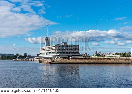 St. Petersburg, Russia - September 9, 2022: Panoramic View Of The Marine Station Or Marine Terminal,