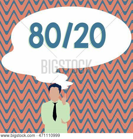 Sign Displaying 80 To 20 Percent. Business Concept Of Pareto Principle Of Factor Sparsity Statistica