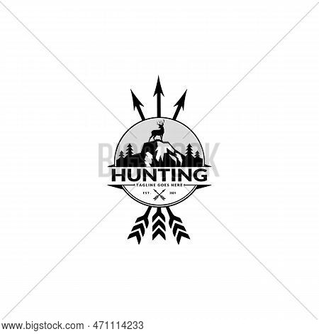 Deer Hunter Logo Type, Hunter Man And Deer, Hunter Club, Deer Hunting, Animal Wildlife Symbol Icon