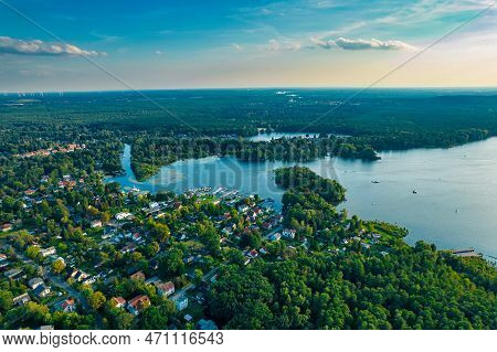 Aerialview Of Lake And National Park Muggelsee In Germany