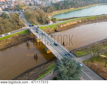 Evening Sun On Bridge With Traffic Over The Grote Nete In The Onze-lieve-vrouwlaan In The Center Of 