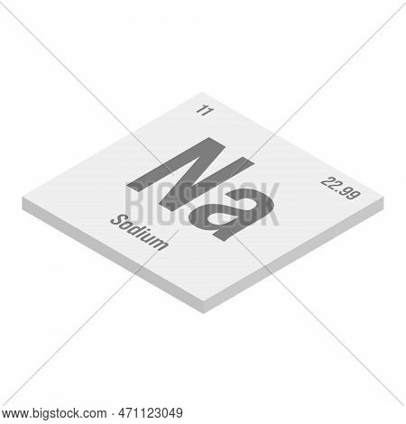 Sodium, Na, Gray 3d Isometric Illustration Of Periodic Table Element With Name, Symbol, Atomic Numbe