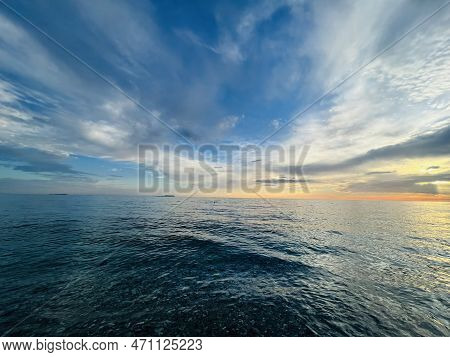 Scenic Sunset Over Ioninan Sea In Vlore Albania .