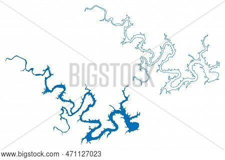 Lake Travis Reservoir (united States Of America, North America, Us, Usa, Texas) Map Vector Illustrat