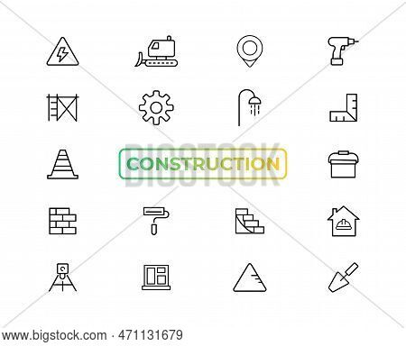 Construction Line Icons Set. Home Repair Tools Outline Icons Collection. Construction Tools, Builder