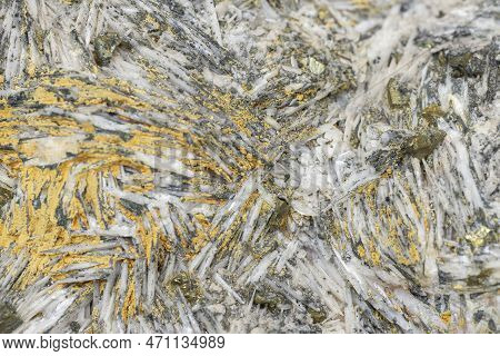 Baryte With Pyrite And Chalcopyrite. Natural Mineral Stone Formation