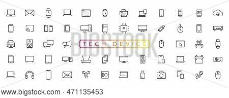 Device And Technology Line Icon Set. Electronic Devices And Gadgets, Computer, Equipment And Electro