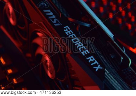 Msi Geforce Rtx 3090 Ti Gaming X Trio Graphics Card, Dark Background.
