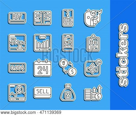 Set Line Financial Growth And Dollar, Mobile Stock Trading, Business Finance Report, Pie Chart Infog