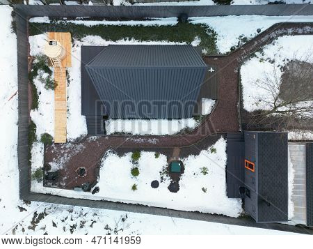 A Frame House From A Quadrocopter In Winter
