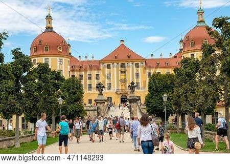 Moritzburg, Germany - Aug 23, 2020. Baroque Moritzburg Castle Near Dresden. The Former Hunting Lodge