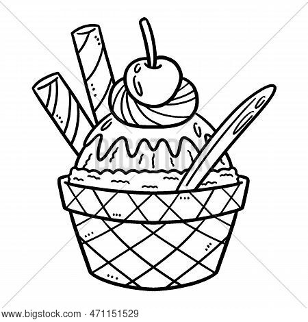 A Cute And Funny Coloring Page For Birthday Ice Cream. Provides Hours Of Coloring Fun For Children. 