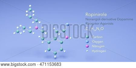 Ropinirole Molecule, Molecular Structures, Requip, 3d Model, Structural Chemical Formula And Atoms W