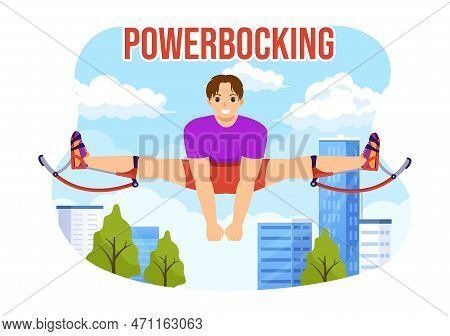 Powerbocking Sport Illustration With Jumping Boots For Web Banner Or Landing Page In Extreme Sports