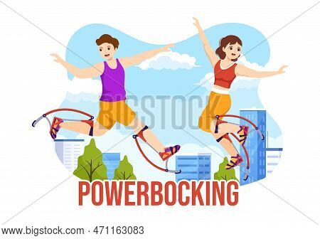 Powerbocking Sport Illustration With Jumping Boots For Web Banner Or Landing Page In Extreme Sports