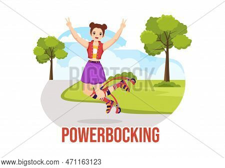 Powerbocking Sport Illustration With Jumping Boots For Web Banner Or Landing Page In Extreme Sports