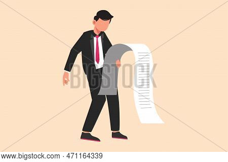 Business Flat Drawing Sad Depressed Businessman Standing Thinking About Finding Money For Paying Bil
