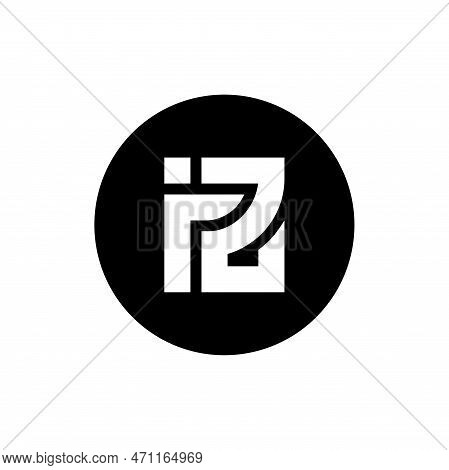 Letter Iz Initial Logo Icon, Black And White Color