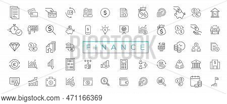 Vector Business And Finance Editable Stroke Line Icon Set With Money, Bank, Check, Law, Auction, Exc
