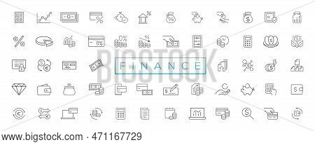Vector Business And Finance Editable Stroke Line Icon Set With Money, Bank, Check, Law, Auction, Exc