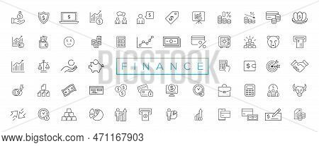 Vector Business And Finance Editable Stroke Line Icon Set With Money, Bank, Check, Law, Auction, Exc