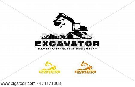 Excavator Logo Designs. Heavy Equipment Excavator Icon For Housing Development, Building Repair, Con