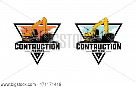 Excavator Logo Designs. Heavy Equipment Excavator Icon For Housing Development, Building Repair, Con