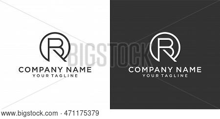 Br Or Rb Initial Letter Logo Design Concept On Black And White Background.