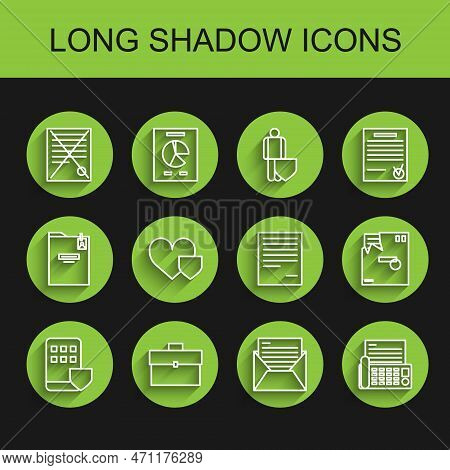 Set Line Smartphone Insurance, Briefcase, Delete File Document, Mail And E-mail, Fax Machine, Heart 