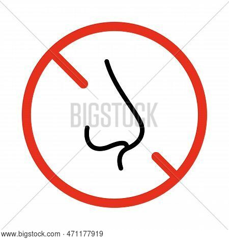 Restriction Of Nose Breath, Allergy, Line Icon. Ban Nasal Breathing, Odor Sense. Nasal Breath Forbid