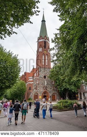 Sopot, Poland - July 31, 2022: Saint George Church In Sopot (kosciol Sw. Jerzego W Sopocie) With Tou