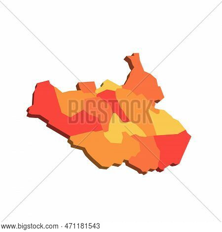 South Sudan Political Map Of Administrative Divisions - States, Administrative Areas And Area With S