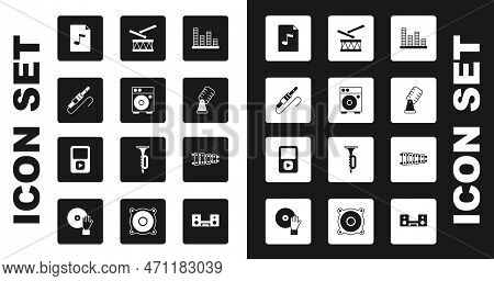 Set Music Equalizer, Guitar Amplifier, Audio Jack, Mp3 File Document, Microphone, Drum With Drum Sti