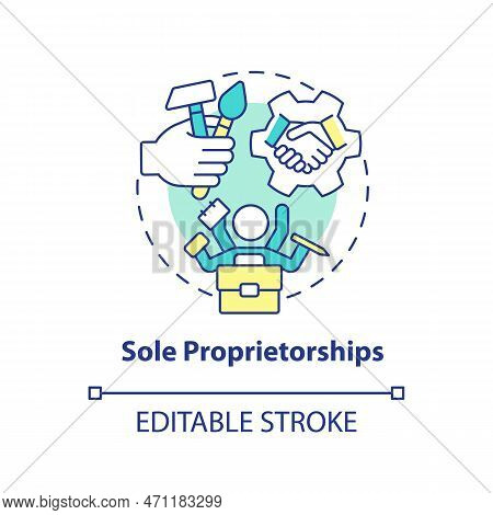 Sole Proprietorships Concept Icon. Privately Owned Small And Medium Size Business Abstract Idea Thin