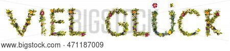 Blooming Flower Letters Building German Text Viel Glueck Means Good Luck