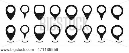 Map Location Pointers Set. Map Pin Or Navigation Pointer. Various Shapes Navigation Pin That Mark Ge