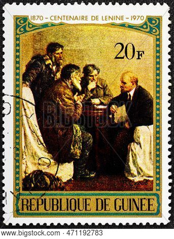 Republic Guinee - Circa 1970: Stamp Printed In The Republic Guinee Shows Lenin - The Founder Of The 