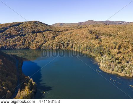 Aerial Autumn View Of Pasarel Reservoir, Bulgaria