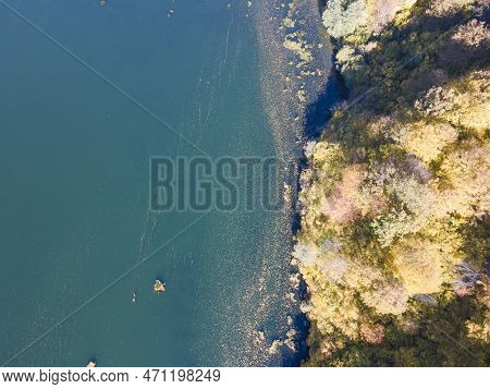 Aerial Autumn View Of Pasarel Reservoir, Bulgaria