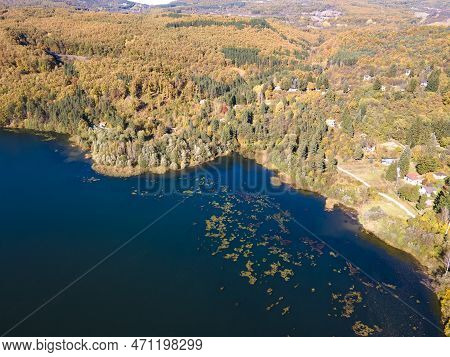 Aerial Autumn View Of Pasarel Reservoir, Bulgaria