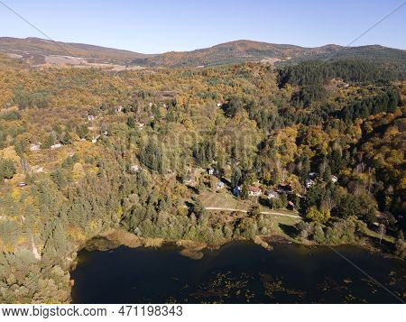 Aerial Autumn View Of Pasarel Reservoir, Bulgaria
