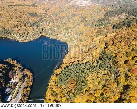 Aerial Autumn View Of Pasarel Reservoir, Bulgaria