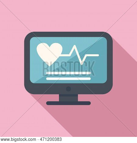 Heartrate Monitor Icon Flat Vector. Medical Patient. Mobile Service