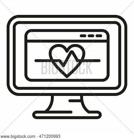 Online Heartrate Icon Outline Vector. Online Medical Consultation. Patient Health