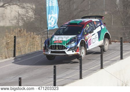 Kocaeli, Turkey - December 26, 2021: Caglayan Celik Drives Ford Fiesta R5 Of Castrol Ford Team Turke